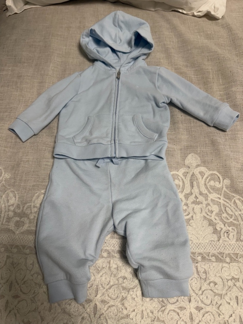 Ralph Lauren Baby Light Blue Hooded Sweatshirt & Pants Set